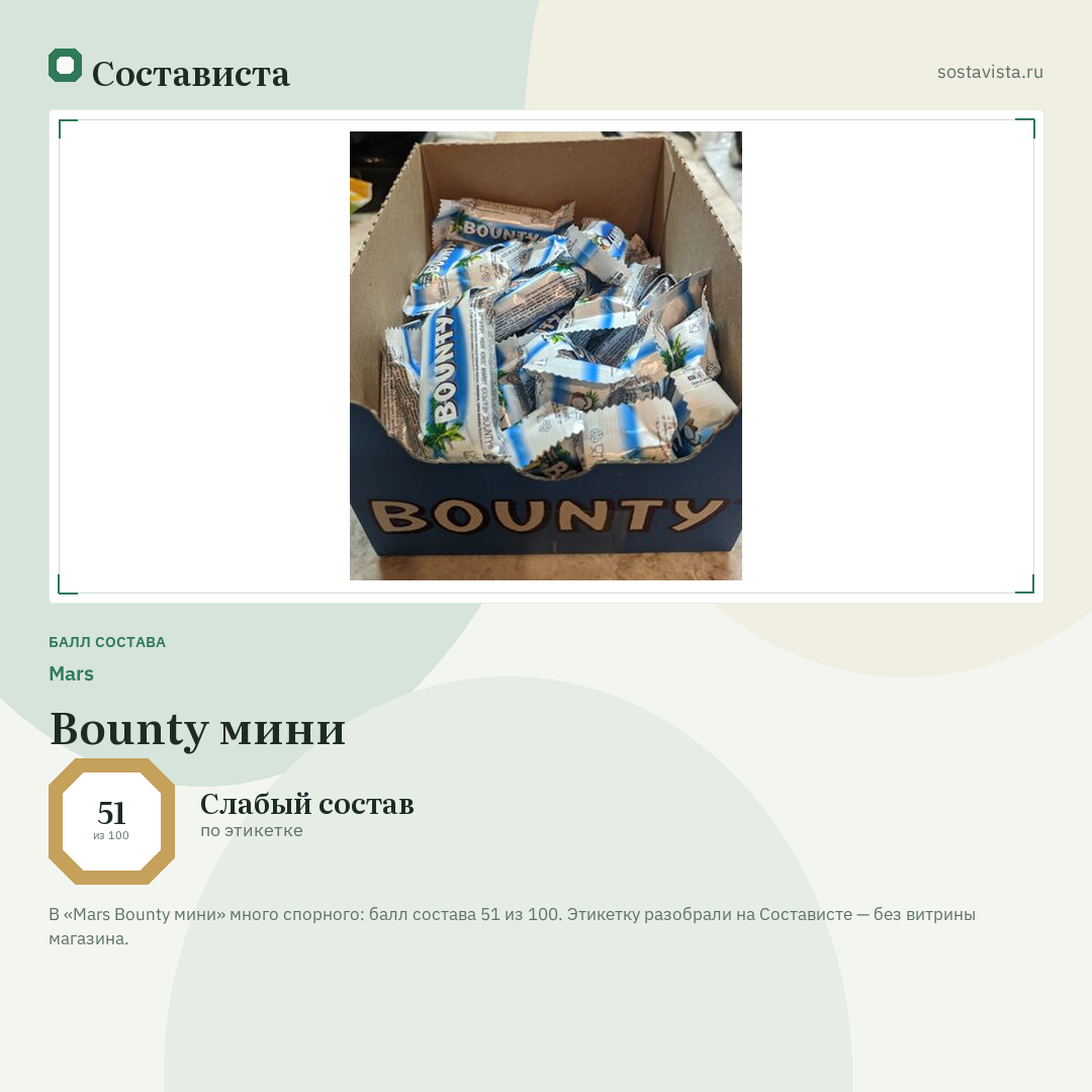 Mars Bounty мини: балл состава 51 из 100 — Состависта