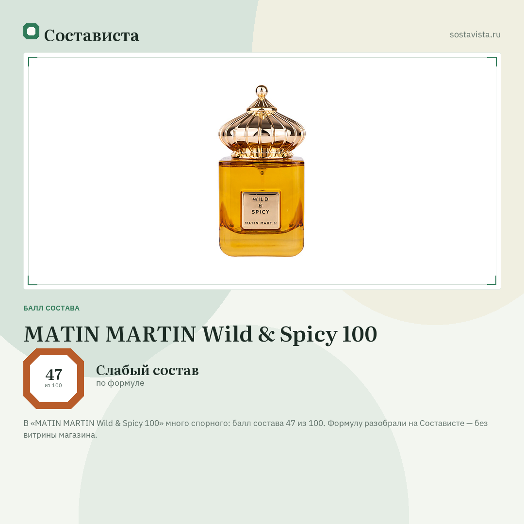 MATIN MARTIN Wild & Spicy 100: балл состава 47 из 100 — Состависта