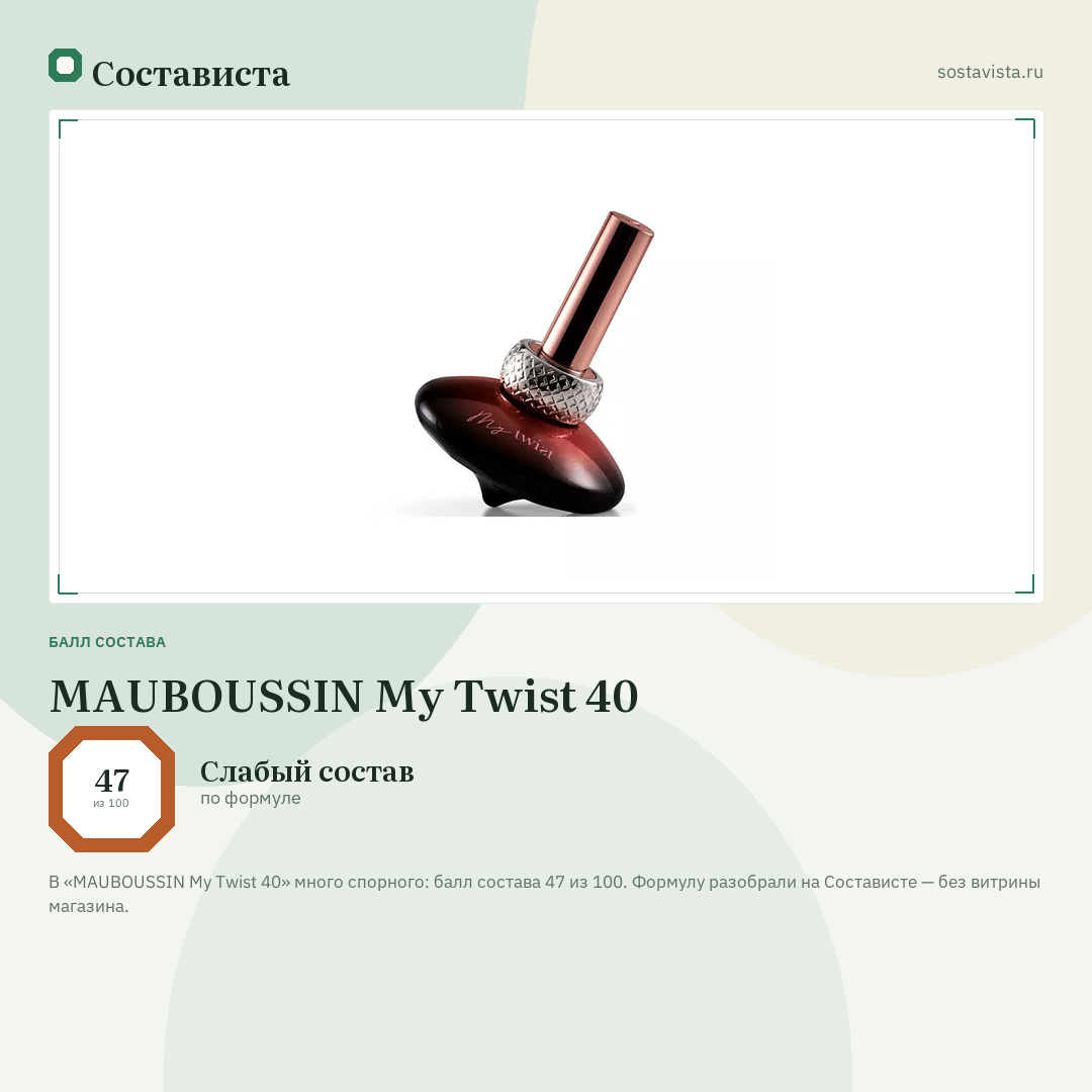 MAUBOUSSIN My Twist 40: балл состава 47 из 100 — Состависта