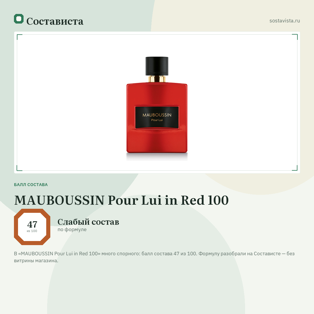 MAUBOUSSIN Pour Lui in Red 100: балл состава 47 из 100 — Состависта