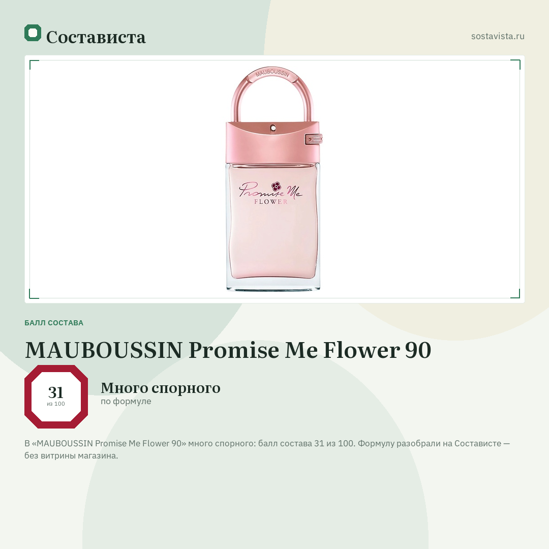 MAUBOUSSIN Promise Me Flower 90: балл состава 31 из 100 — Состависта