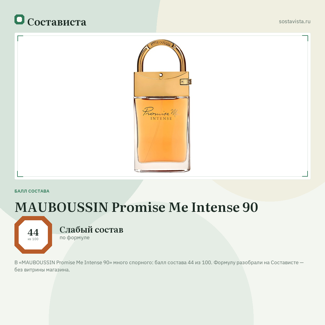 MAUBOUSSIN Promise Me Intense 90: балл состава 44 из 100 — Состависта