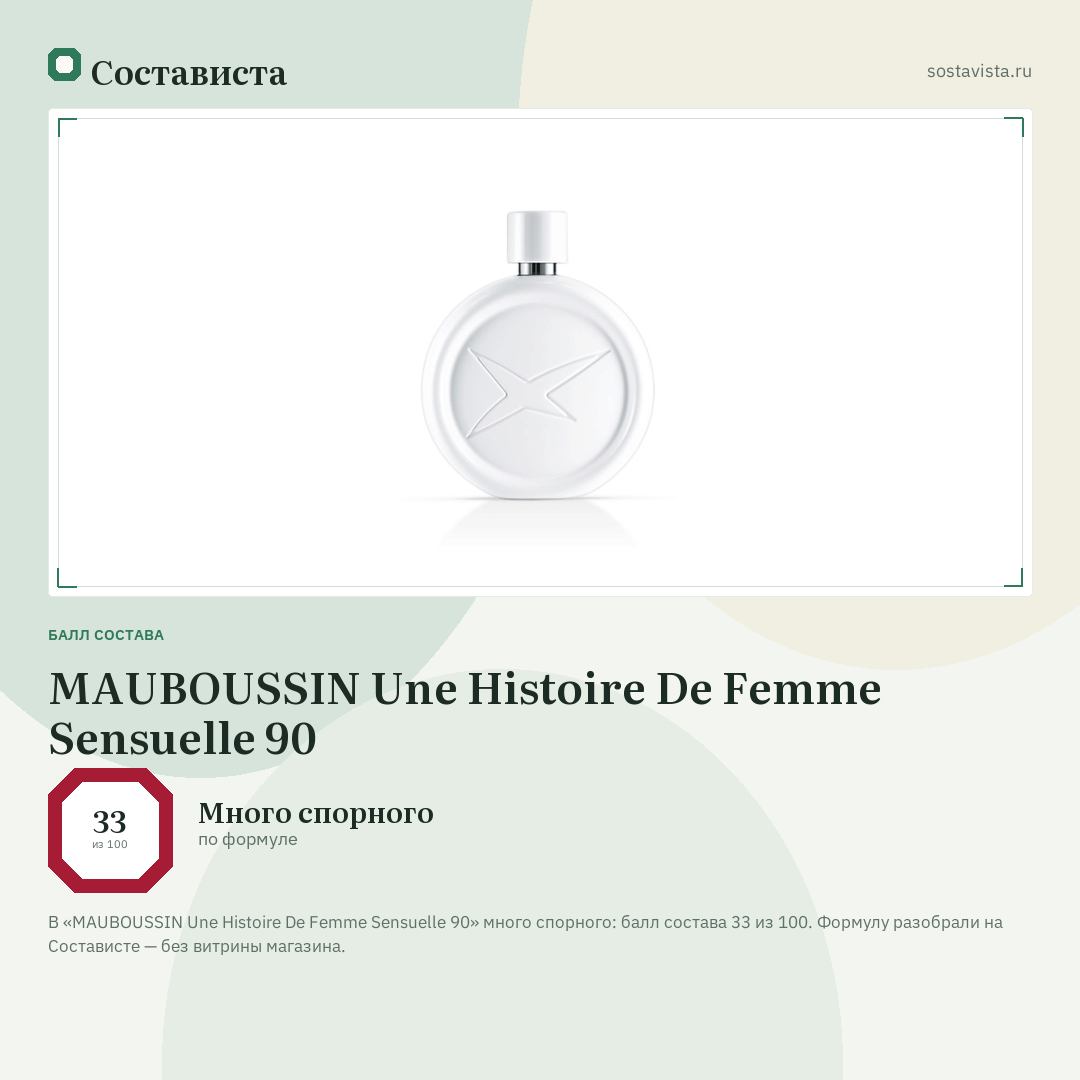 MAUBOUSSIN Une Histoire De Femme Sensuelle 90: балл состава 33 из 100 — Состависта
