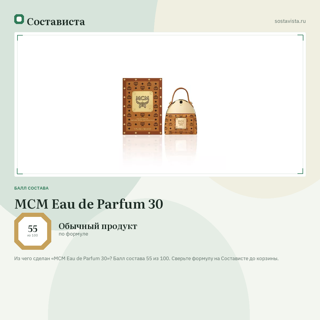 MCM Eau de Parfum 30: балл состава 55 из 100 — Состависта