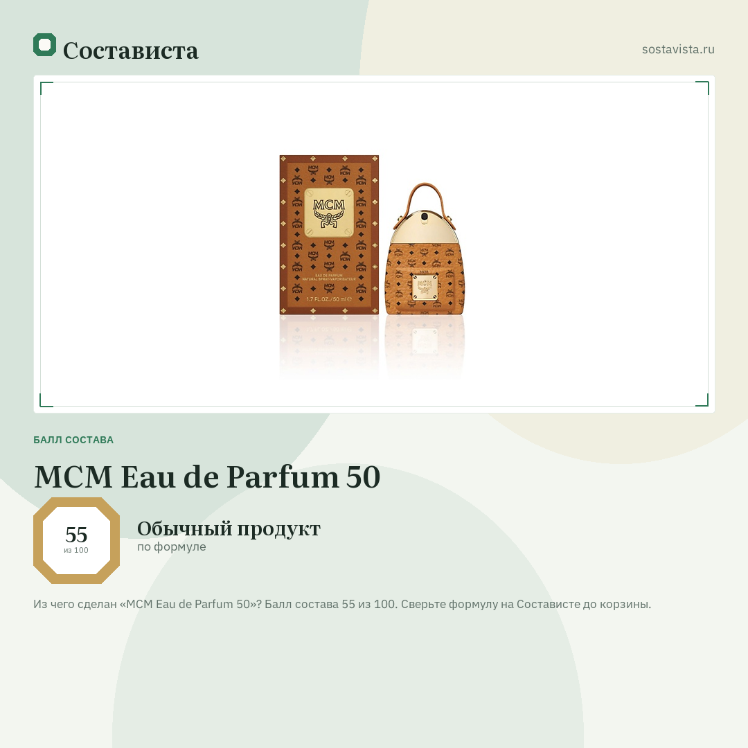 MCM Eau de Parfum 50: балл состава 55 из 100 — Состависта