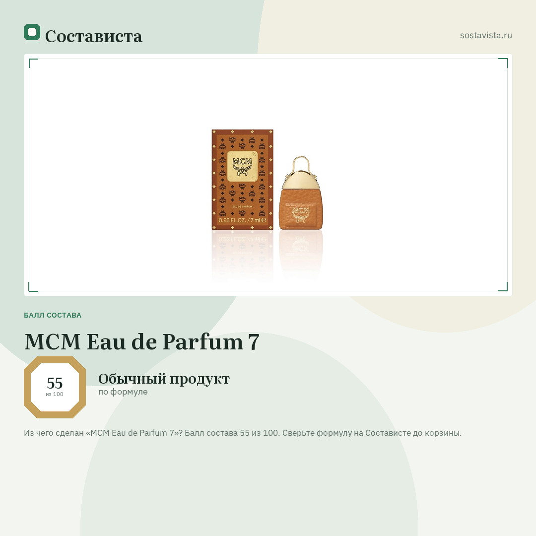 MCM Eau de Parfum 7: балл состава 55 из 100 — Состависта