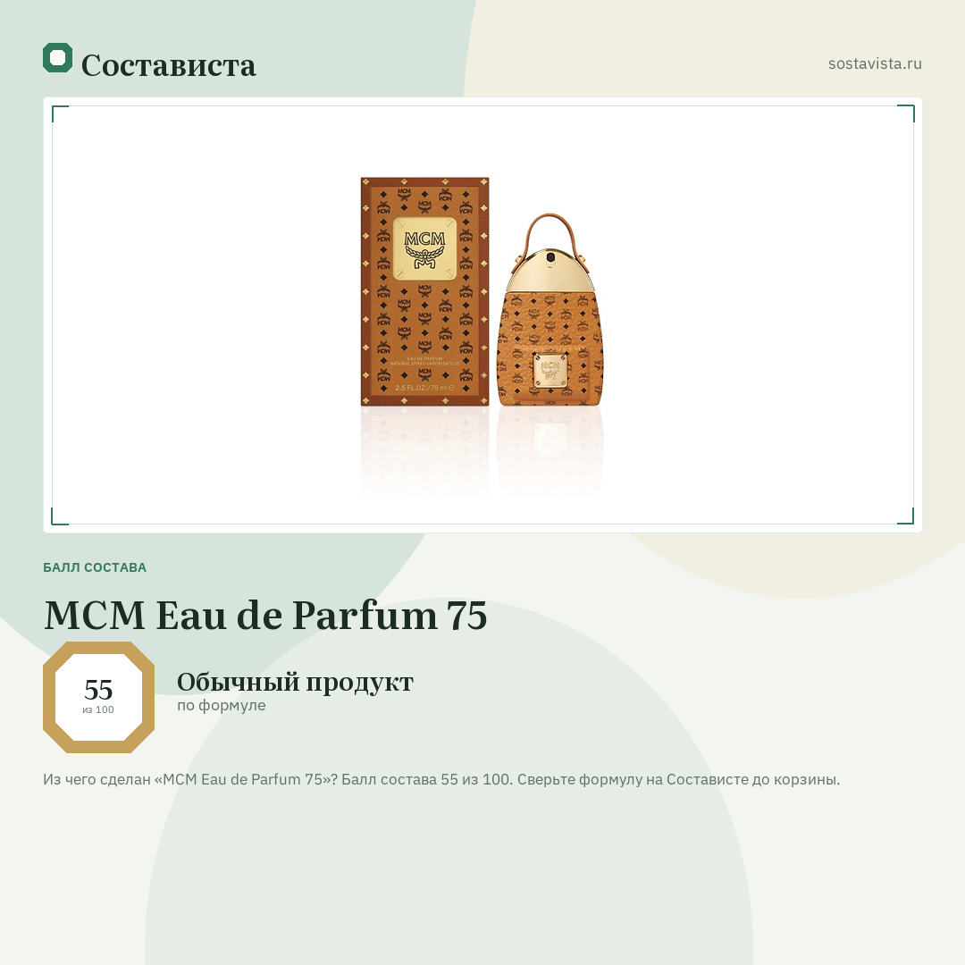 MCM Eau de Parfum 75: балл состава 55 из 100 — Состависта