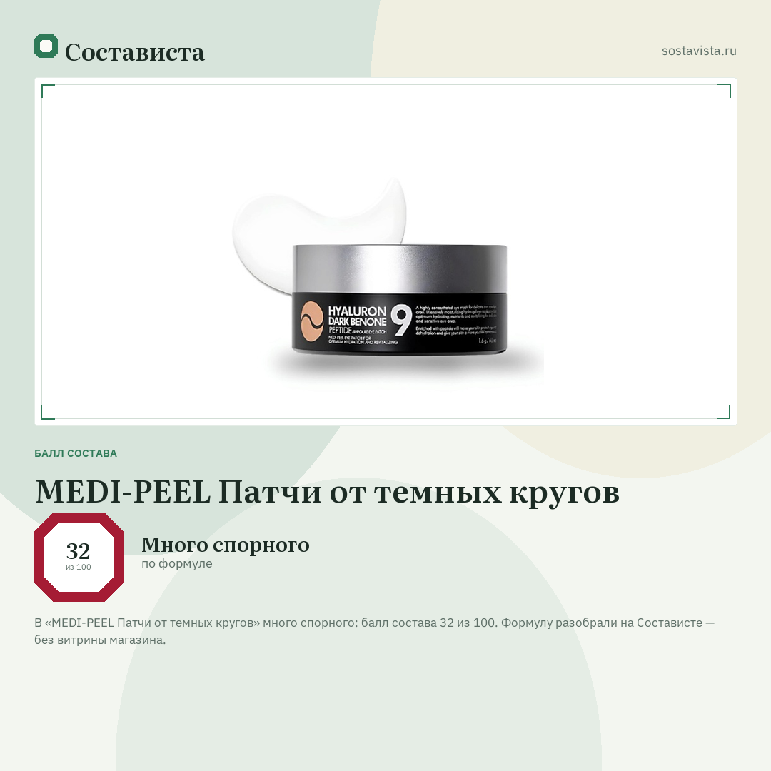 MEDI-PEEL Патчи от темных кругов: балл состава 32 из 100 — Состависта