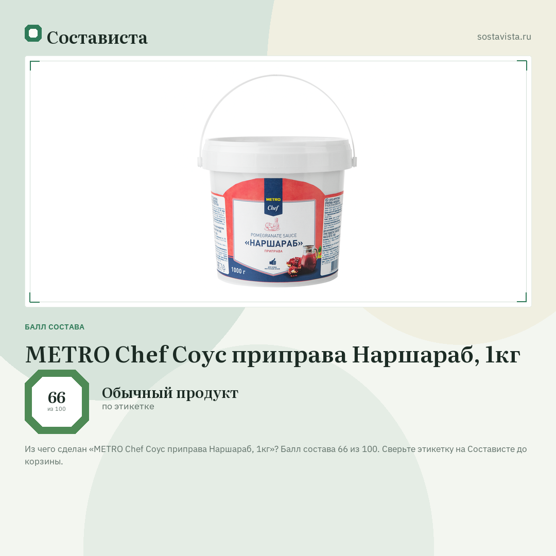METRO Chef Соус приправа Наршараб, 1кг: балл состава 66 из 100 — Состависта
