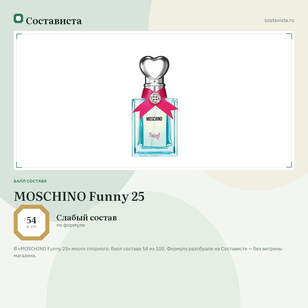 MOSCHINO Funny 25: балл состава 54 из 100 — Состависта