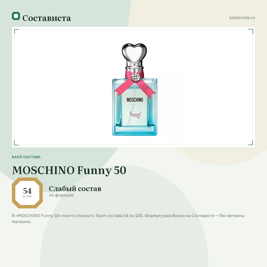 MOSCHINO Funny 50: балл состава 54 из 100 — Состависта