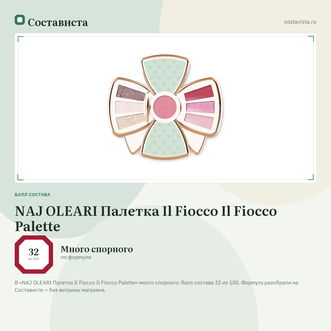 NAJ OLEARI Палетка Il Fiocco Il Fiocco Palette: балл состава 32 из 100 — Состависта
