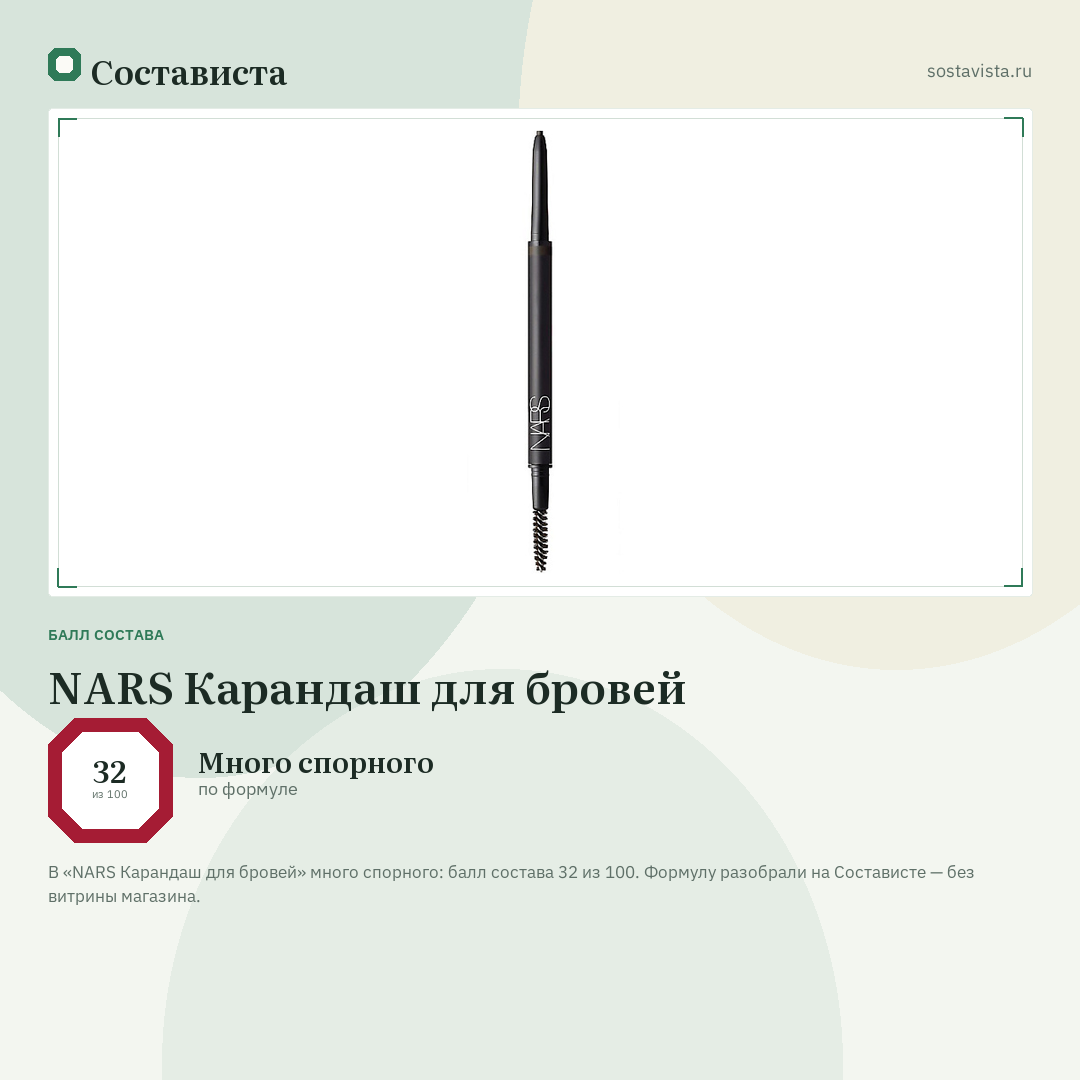 NARS Карандаш для бровей: балл состава 32 из 100 — Состависта