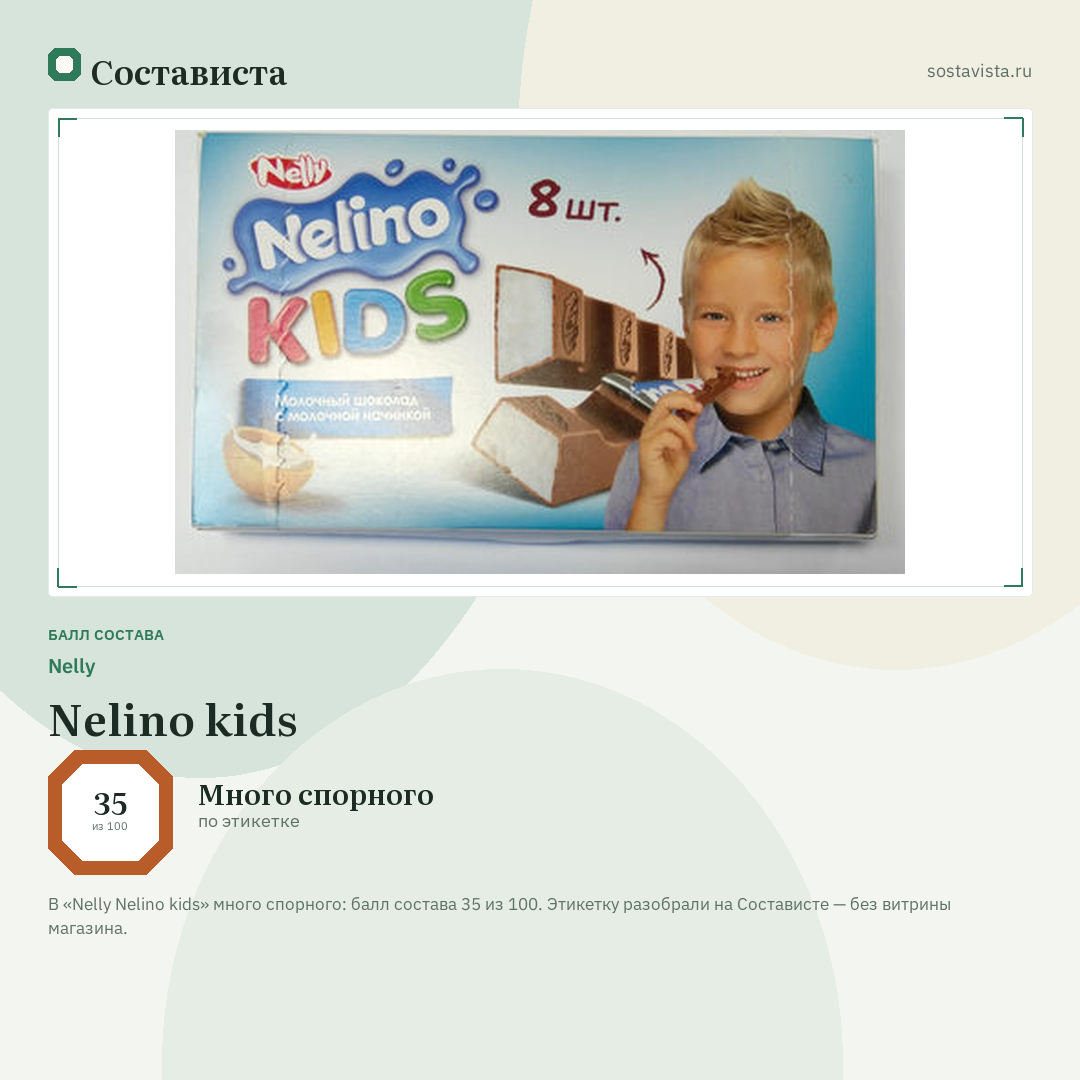 Nelly Nelino kids: балл состава 35 из 100 — Состависта