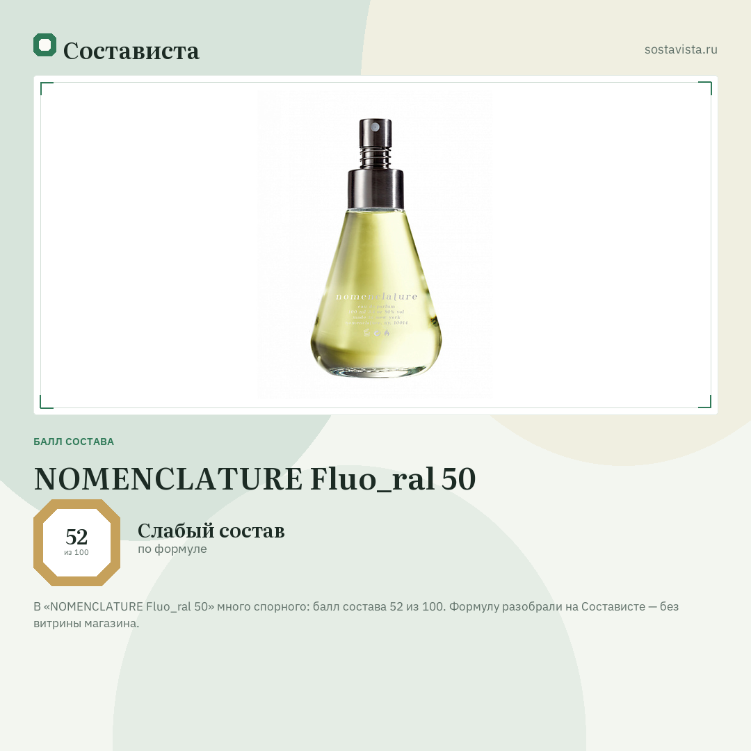 NOMENCLATURE Fluo_ral 50: балл состава 52 из 100 — Состависта