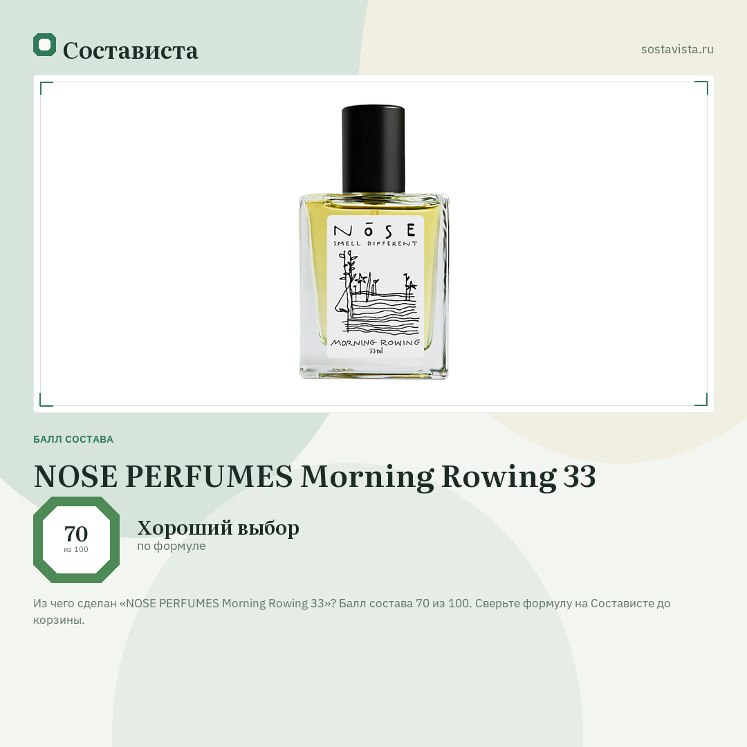 NOSE PERFUMES Morning Rowing 33: балл состава 70 из 100 — Состависта