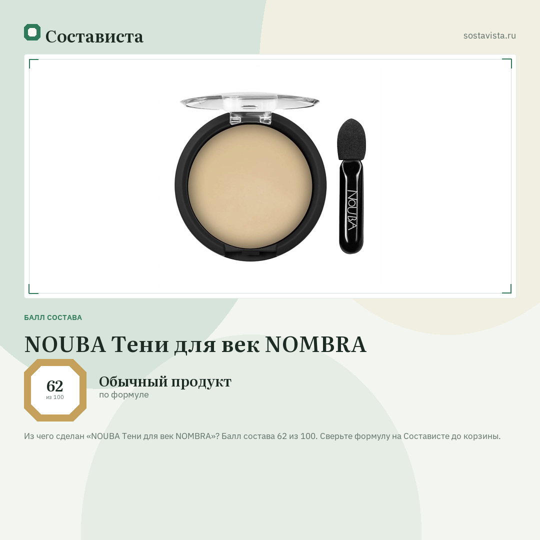NOUBA Тени для век NOMBRA: балл состава 62 из 100 — Состависта
