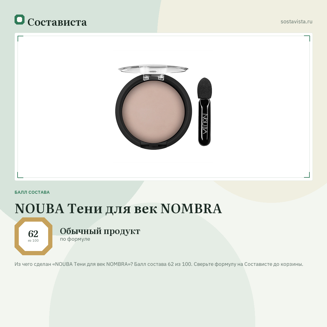 NOUBA Тени для век NOMBRA: балл состава 62 из 100 — Состависта