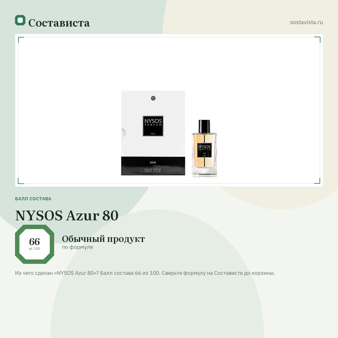 NYSOS Azur 80: балл состава 66 из 100 — Состависта