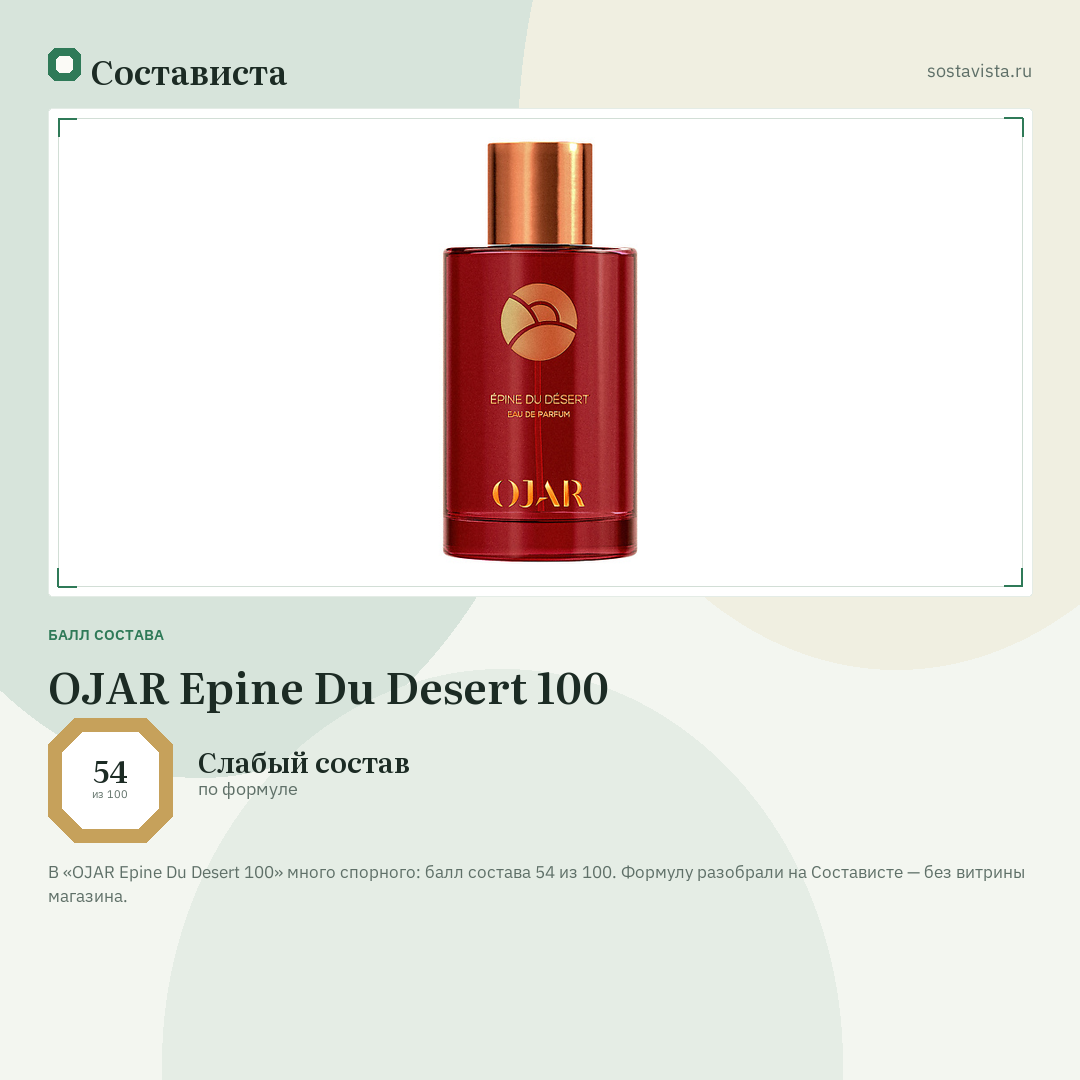 OJAR Epine Du Desert 100: балл состава 54 из 100 — Состависта