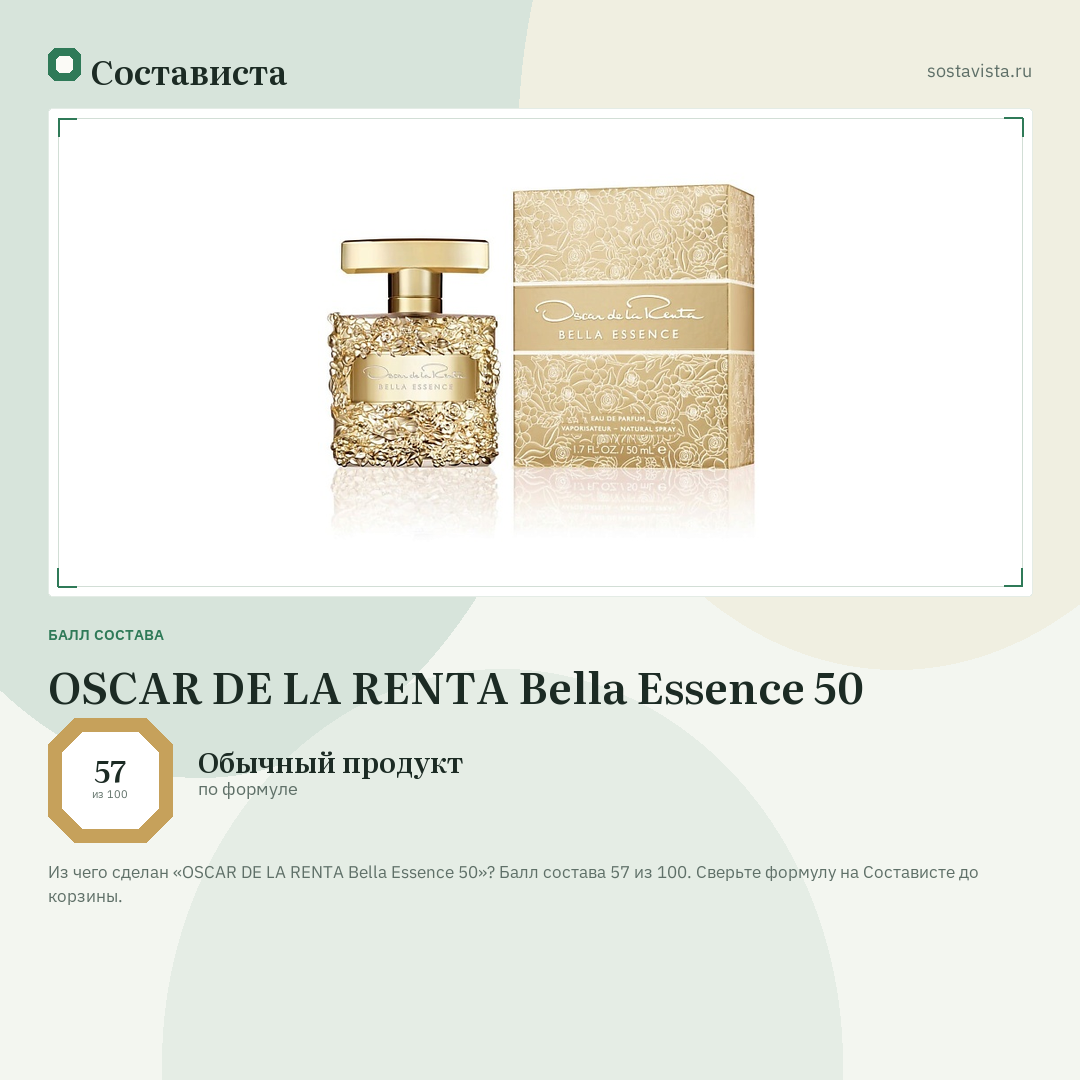 OSCAR DE LA RENTA Bella Essence 50: балл состава 57 из 100 — Состависта