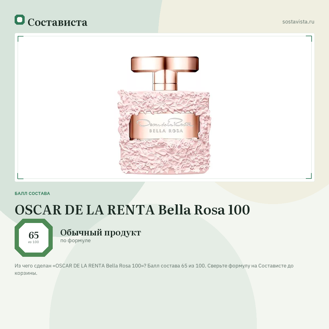 OSCAR DE LA RENTA Bella Rosa 100: балл состава 65 из 100 — Состависта