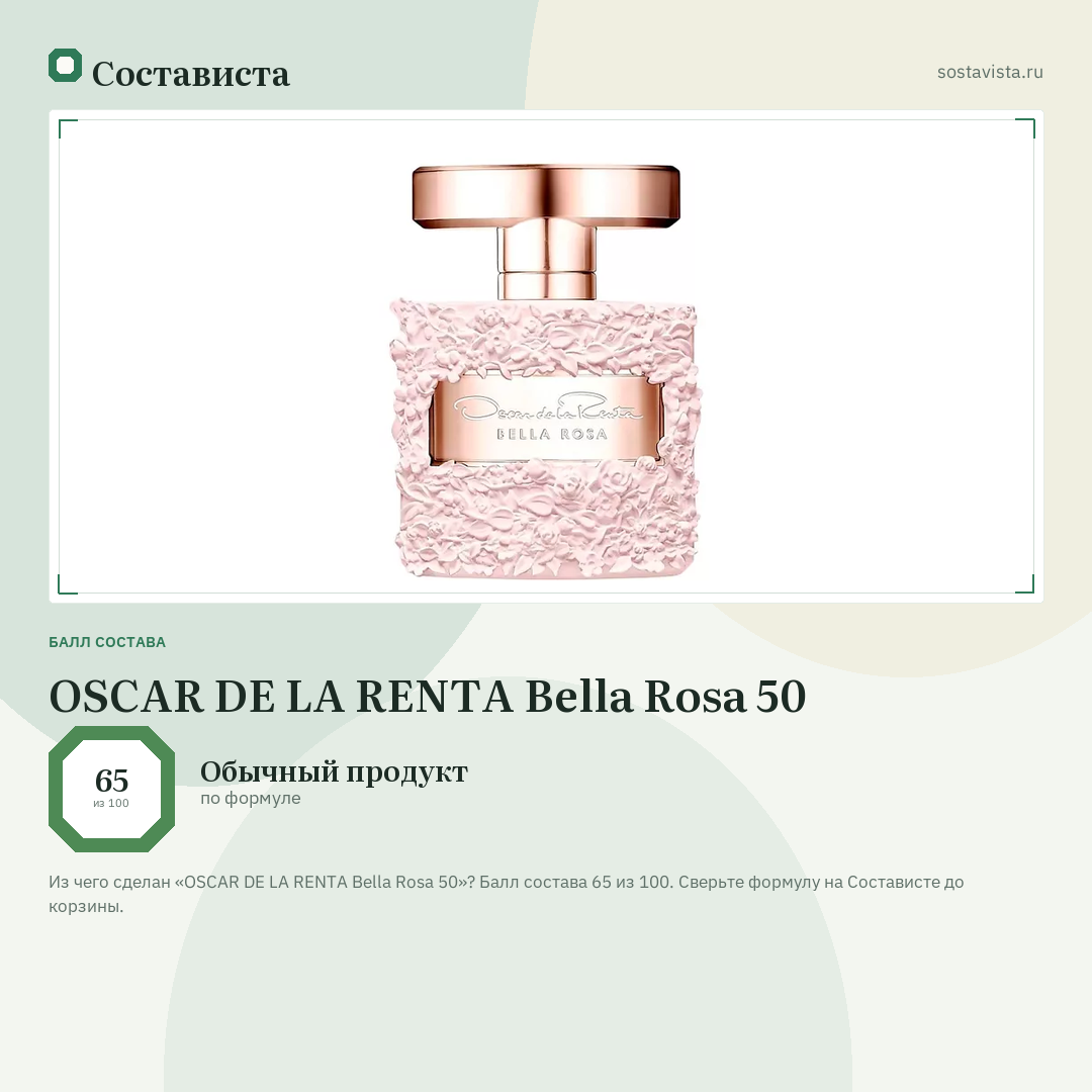 OSCAR DE LA RENTA Bella Rosa 50: балл состава 65 из 100 — Состависта