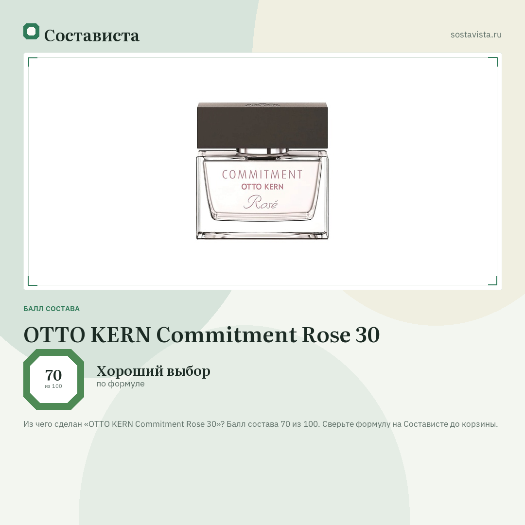OTTO KERN Commitment Rose 30: балл состава 70 из 100 — Состависта