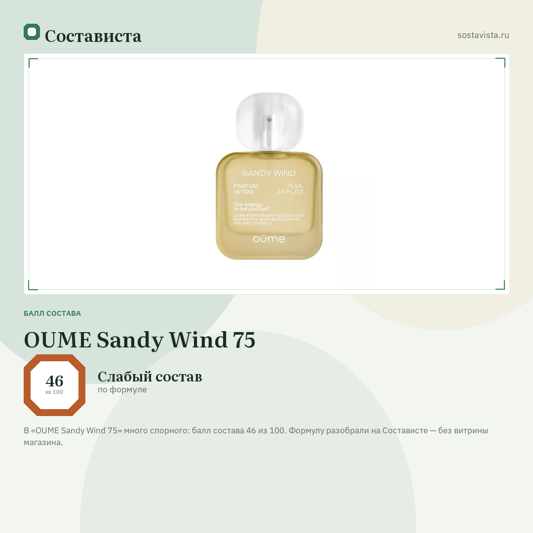 OUME Sandy Wind 75: балл состава 46 из 100 — Состависта