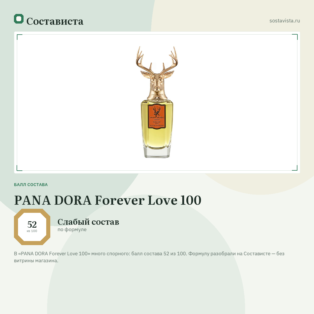 PANA DORA Forever Love 100: балл состава 52 из 100 — Состависта