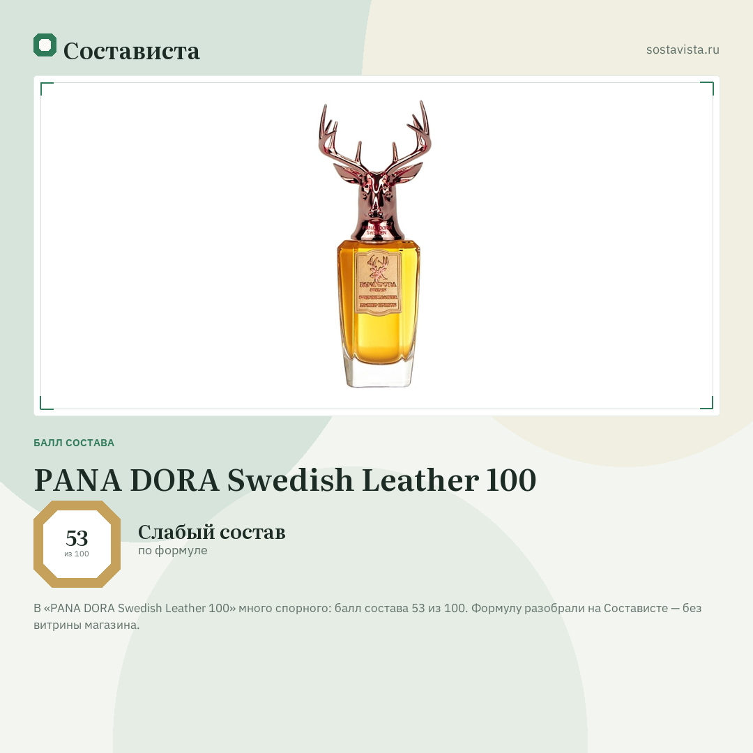 PANA DORA Swedish Leather 100: балл состава 53 из 100 — Состависта