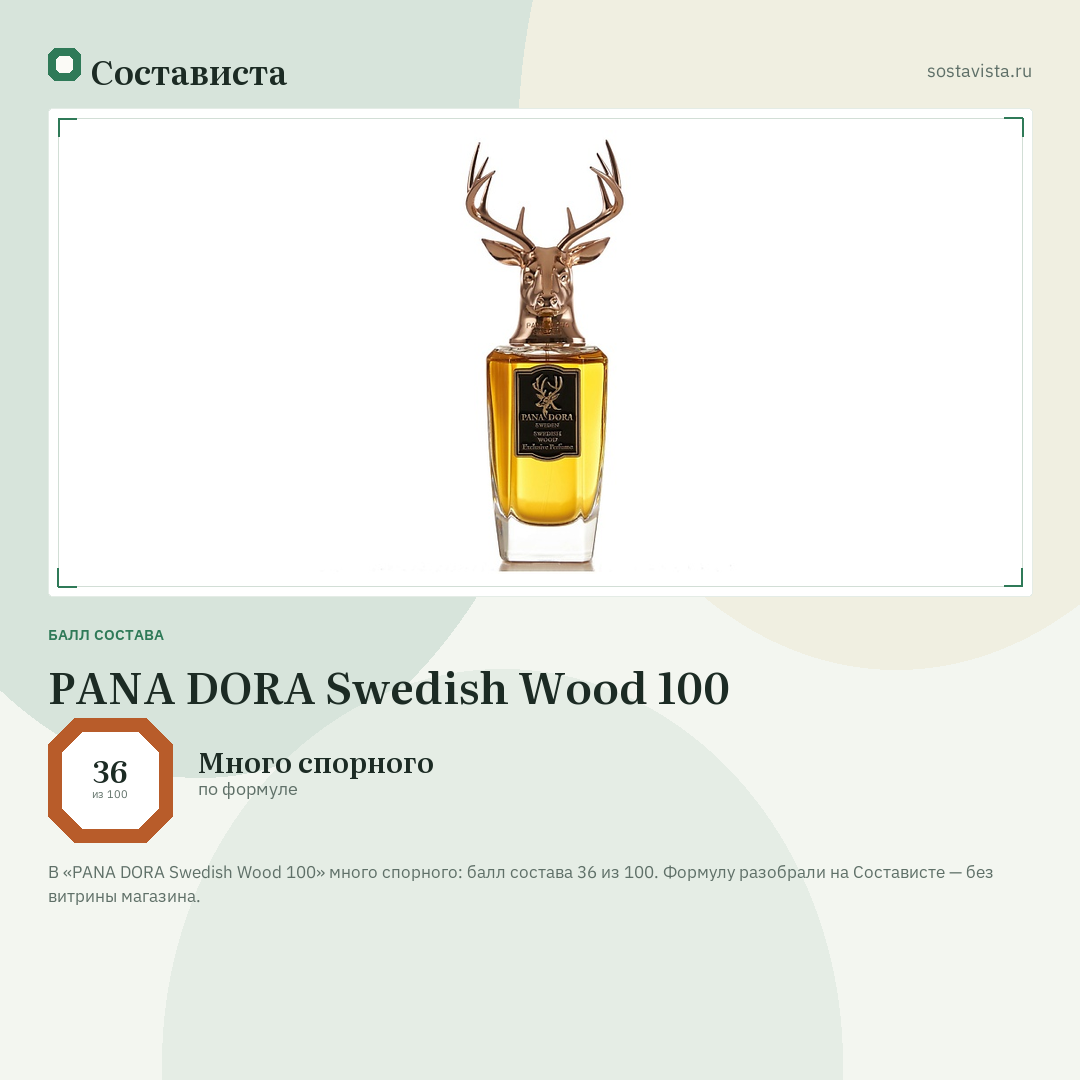 PANA DORA Swedish Wood 100: балл состава 36 из 100 — Состависта