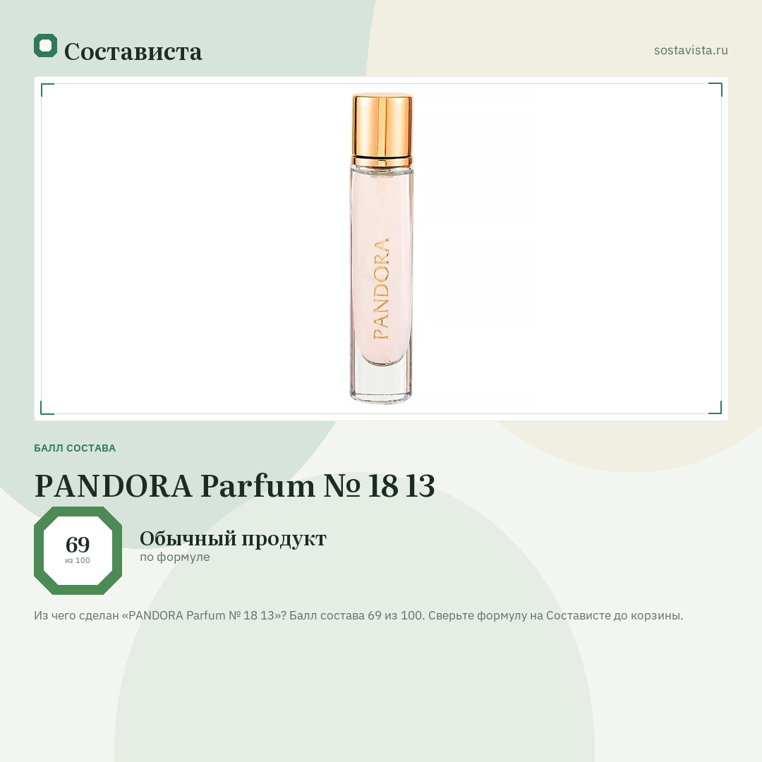 PANDORA Parfum № 18 13: балл состава 69 из 100 — Состависта
