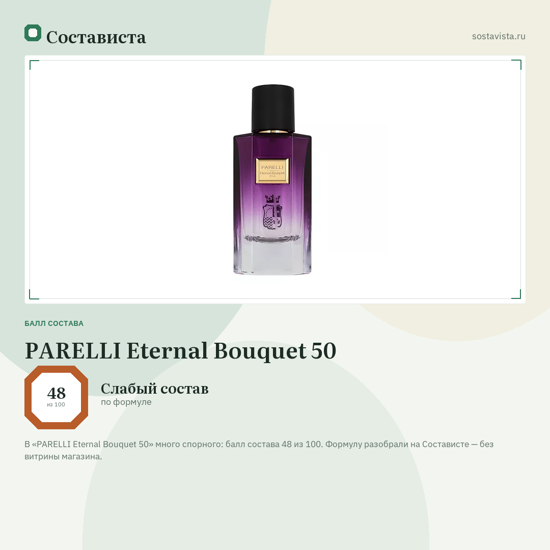 PARELLI Eternal Bouquet 50: балл состава 48 из 100 — Состависта
