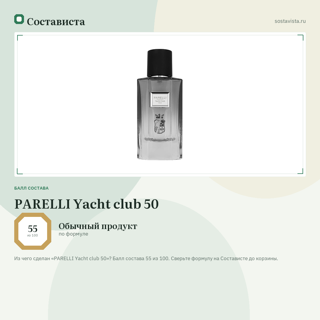 PARELLI Yacht club 50: балл состава 55 из 100 — Состависта