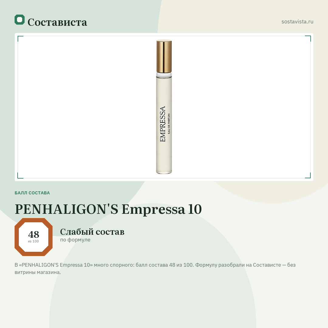 PENHALIGON'S Empressa 10: балл состава 48 из 100 — Состависта