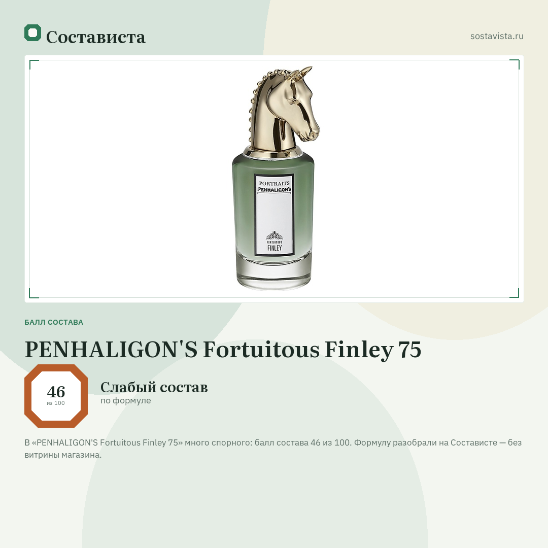 PENHALIGON'S Fortuitous Finley 75: балл состава 46 из 100 — Состависта