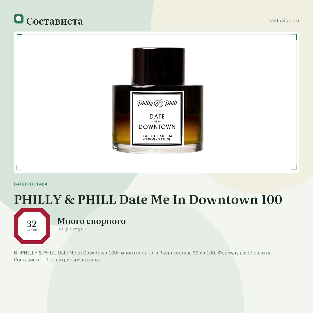 PHILLY & PHILL Date Me In Downtown 100: балл состава 32 из 100 — Состависта