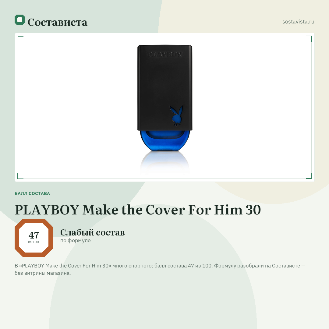 PLAYBOY Make the Cover For Him 30: балл состава 47 из 100 — Состависта