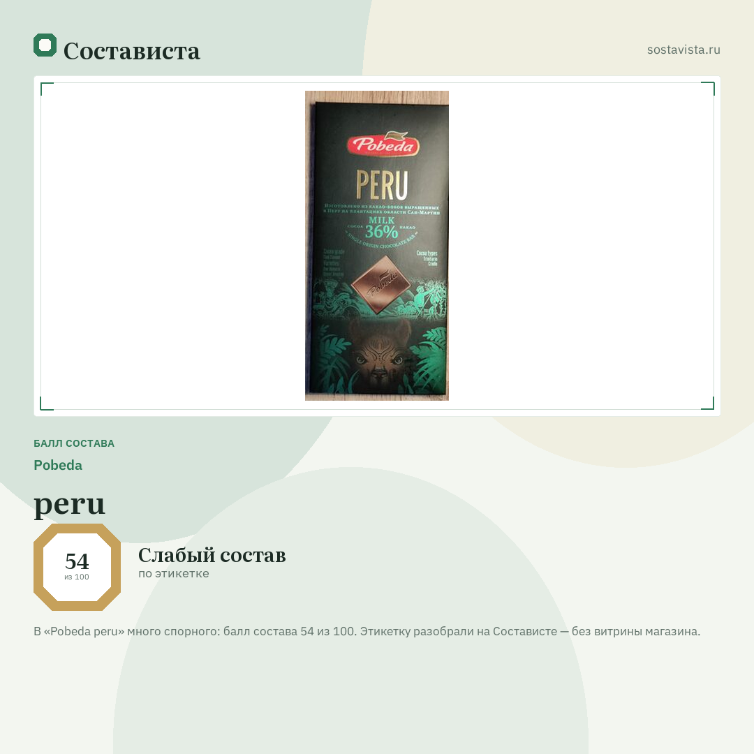 Pobeda peru: балл состава 54 из 100 — Состависта