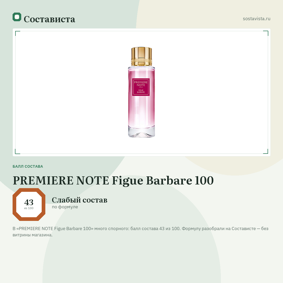 PREMIERE NOTE Figue Barbare 100: балл состава 43 из 100 — Состависта