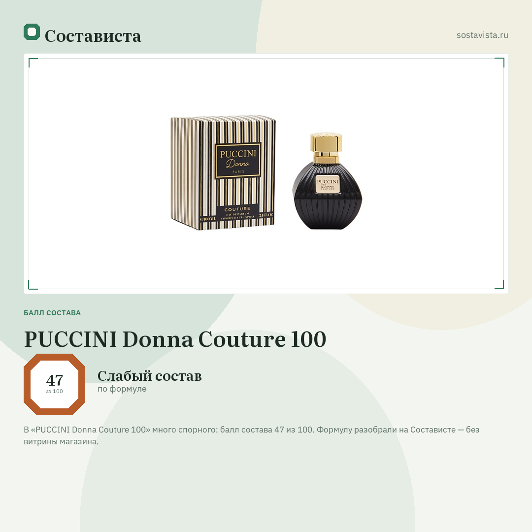 PUCCINI Donna Couture 100: балл состава 47 из 100 — Состависта