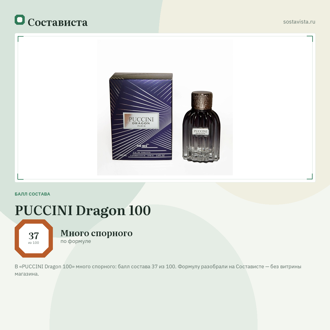 PUCCINI Dragon 100: балл состава 37 из 100 — Состависта
