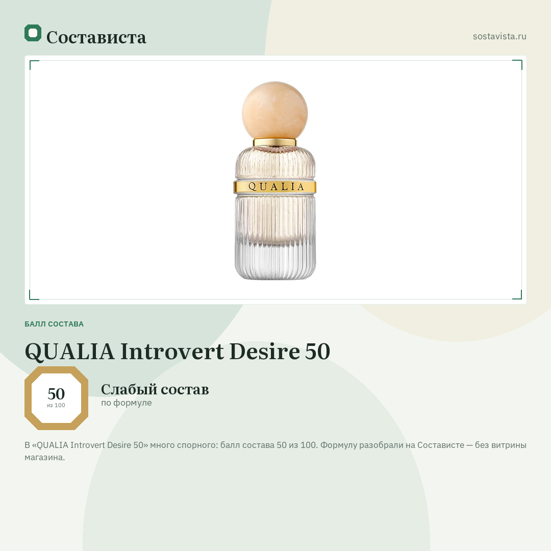QUALIA Introvert Desire 50: балл состава 50 из 100 — Состависта