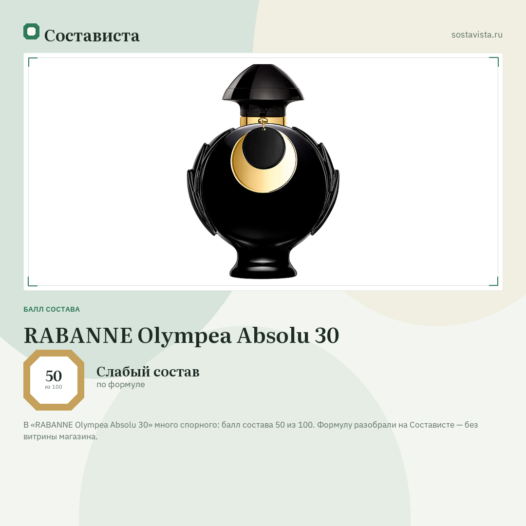 RABANNE Olympea Absolu 30: балл состава 50 из 100 — Состависта