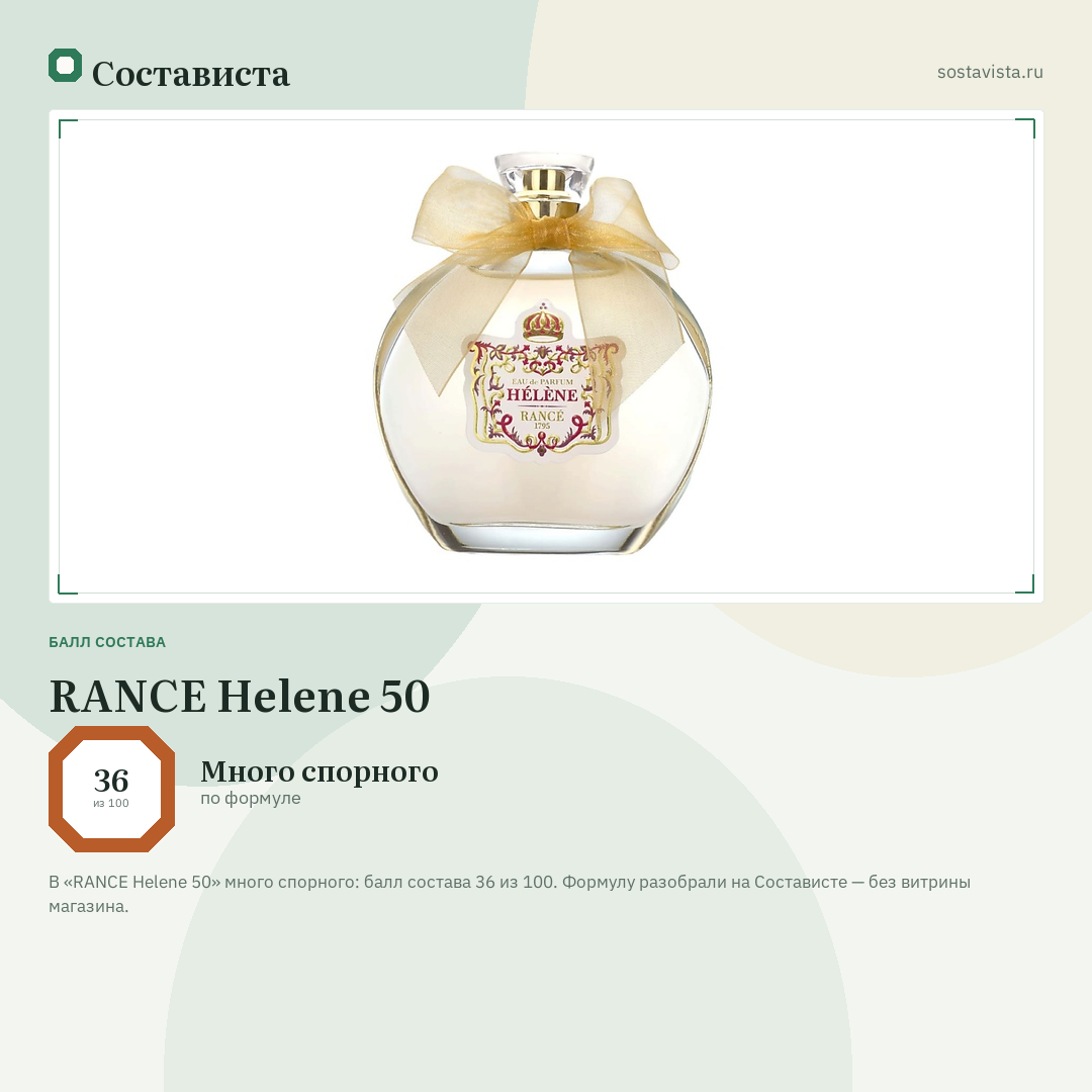 RANCE Helene 50: балл состава 36 из 100 — Состависта