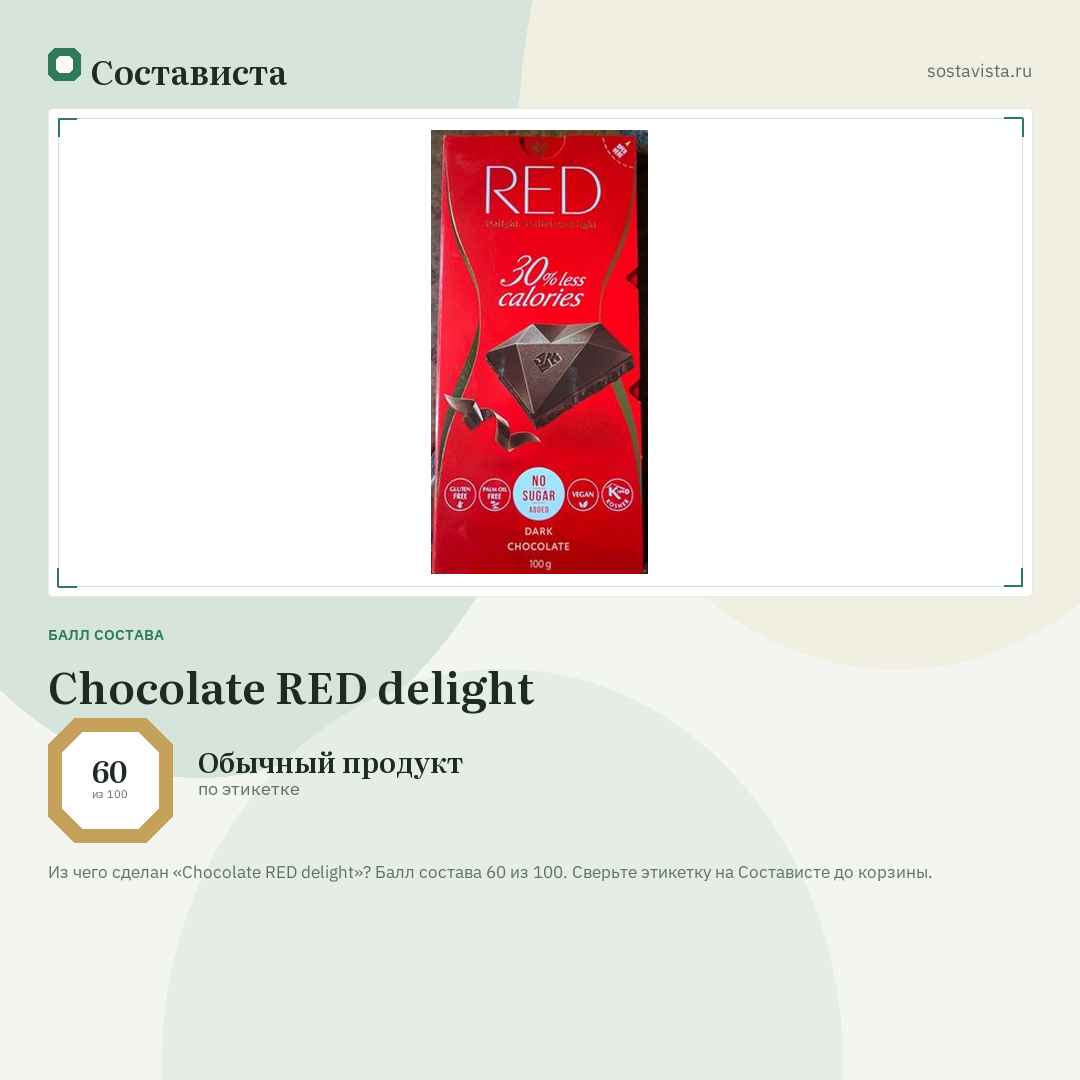 Chocolate RED delight: балл состава 60 из 100 — Состависта
