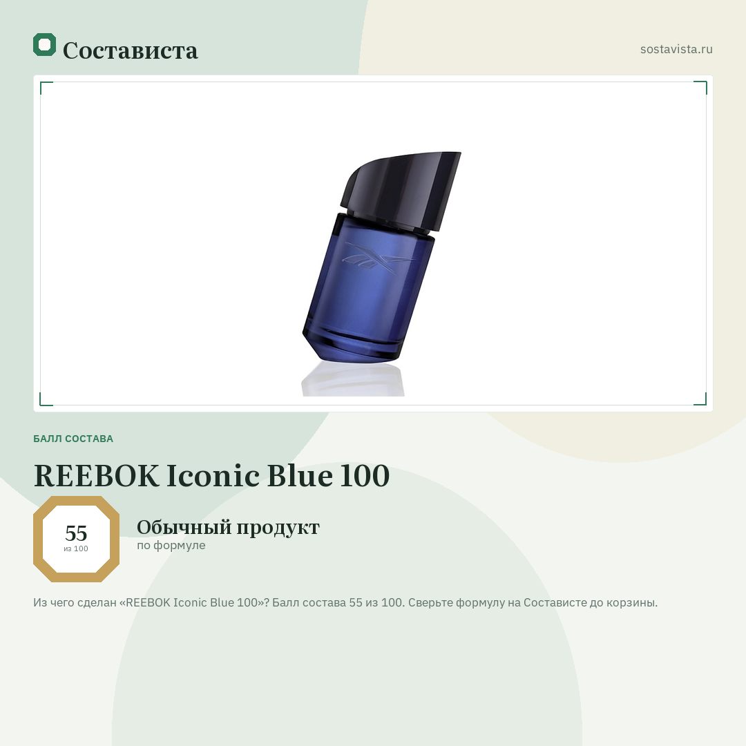 REEBOK Iconic Blue 100: балл состава 55 из 100 — Состависта