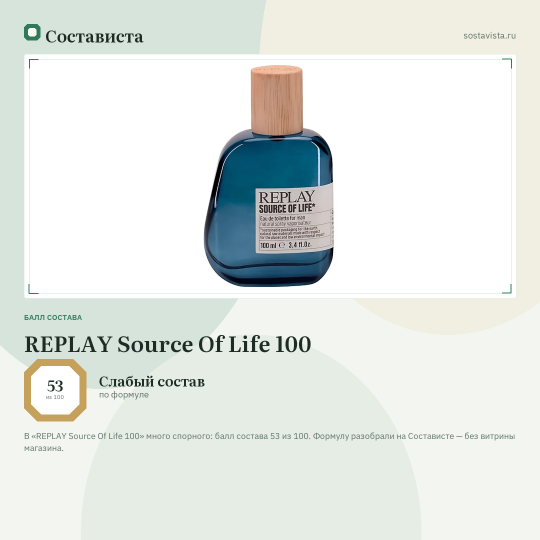 REPLAY Source Of Life 100: балл состава 53 из 100 — Состависта