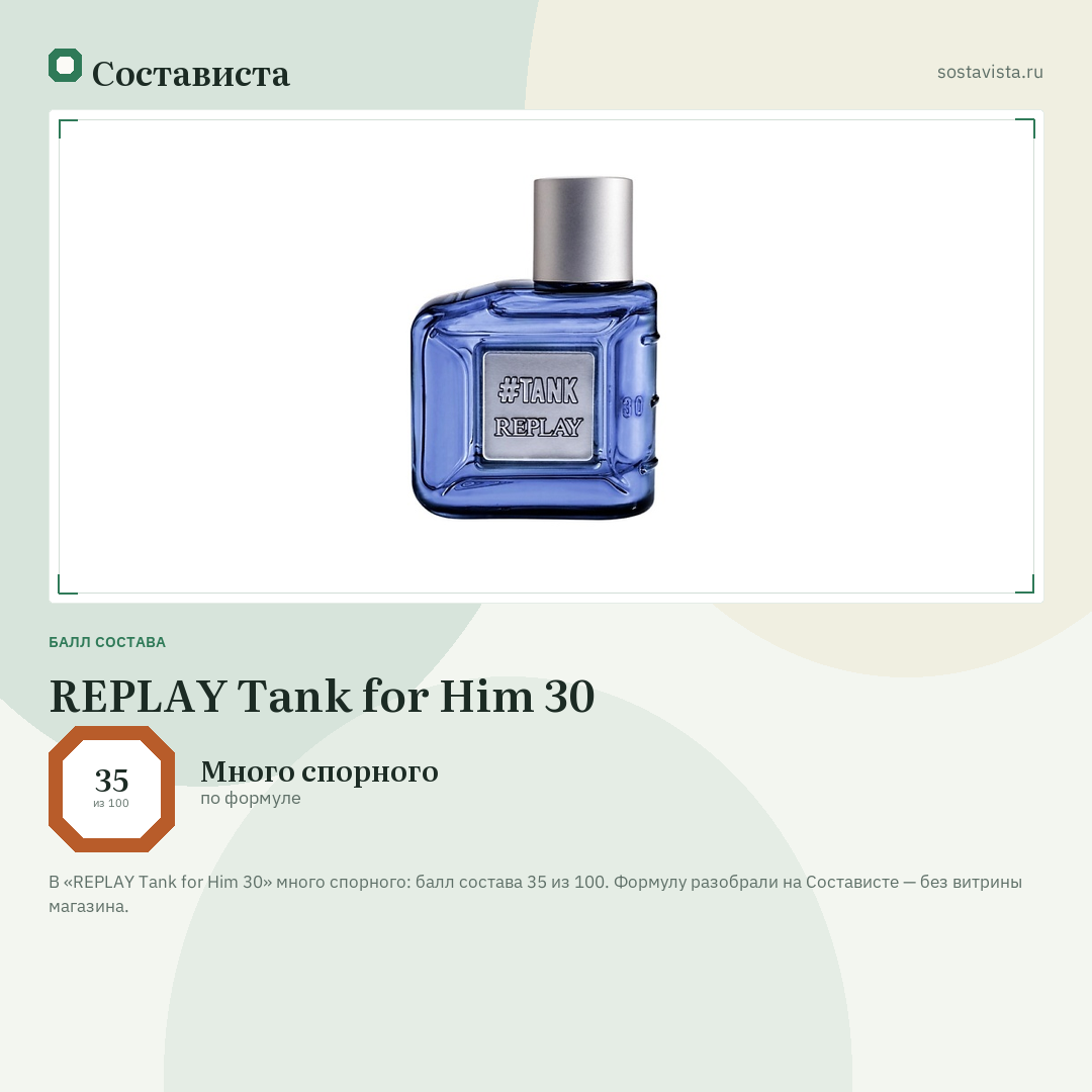 REPLAY Tank for Him 30: балл состава 35 из 100 — Состависта